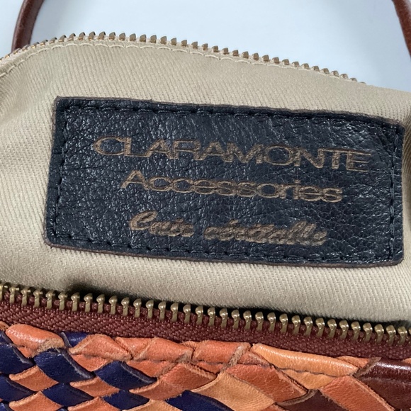 Claramonte Woven Crossbody Bag Wallet Leather Brown/Navy Retro Boho 12”x8”x2” - Picture 2 of 8